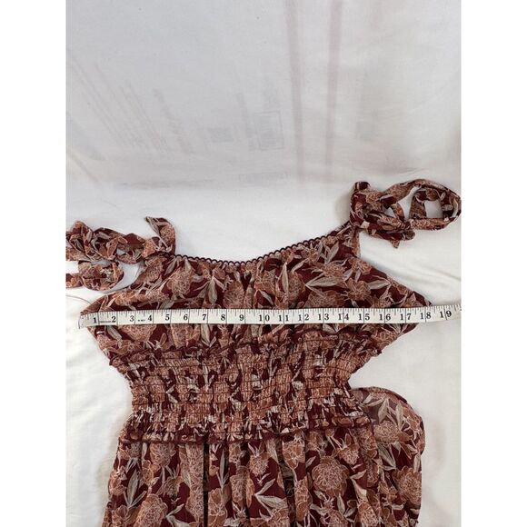 Trixxi Ruffle Fit n Flare Dress Floral Burgundy Brown Prairie Cottage XL Tiered - Picture 10 of 11